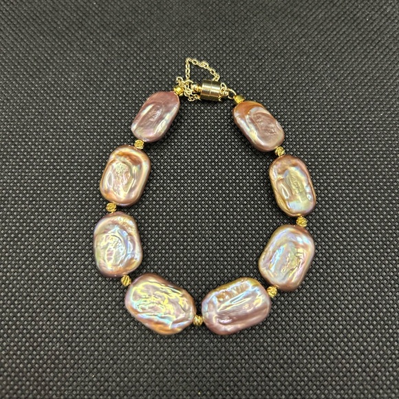 Jewelry - Elegant Pinky Brown Baroque Freshwater Pearl Bracelet